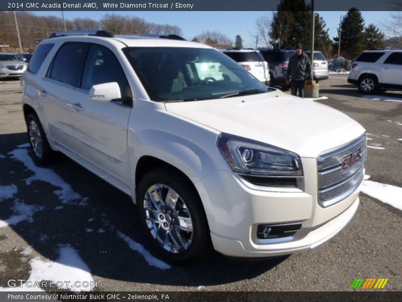 White Diamond Tricoat / Ebony 2014 GMC Acadia Denali AWD