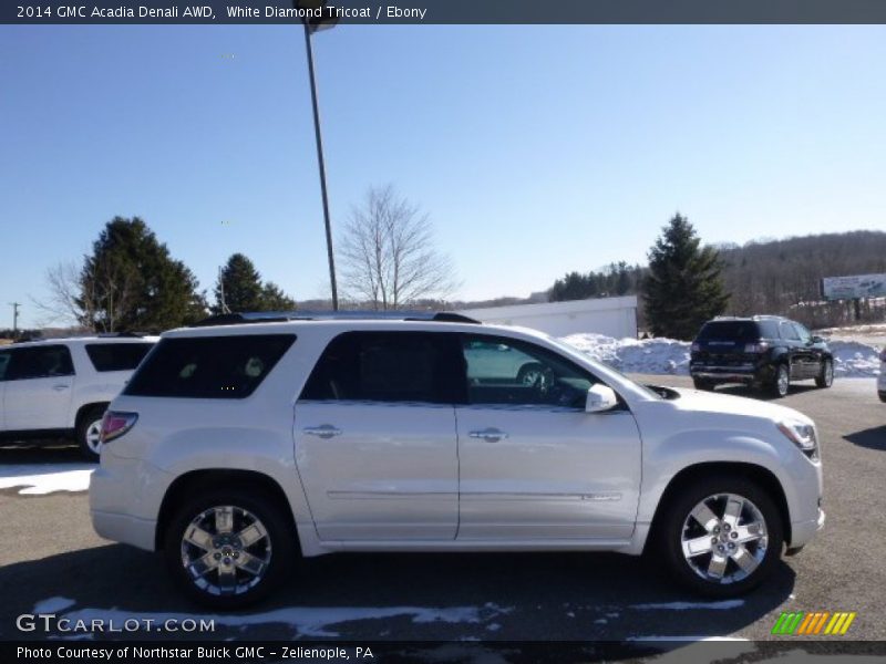 White Diamond Tricoat / Ebony 2014 GMC Acadia Denali AWD
