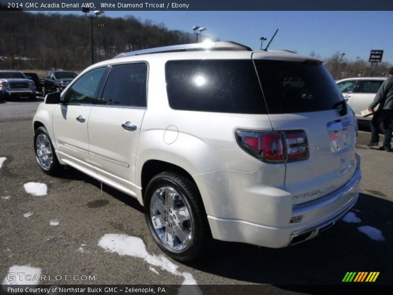 White Diamond Tricoat / Ebony 2014 GMC Acadia Denali AWD
