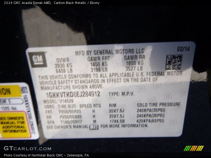 Carbon Black Metallic / Ebony 2014 GMC Acadia Denali AWD