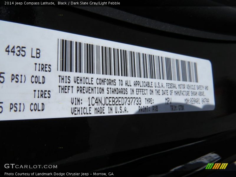 Black / Dark Slate Gray/Light Pebble 2014 Jeep Compass Latitude