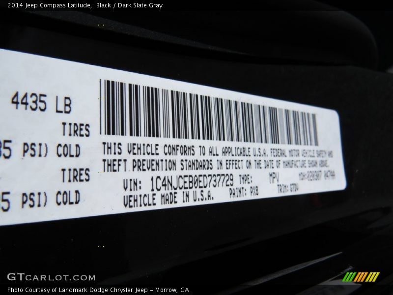Black / Dark Slate Gray 2014 Jeep Compass Latitude