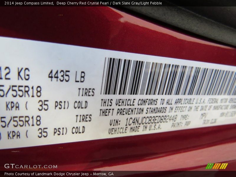 2014 Compass Limited Deep Cherry Red Crystal Pearl Color Code PRP