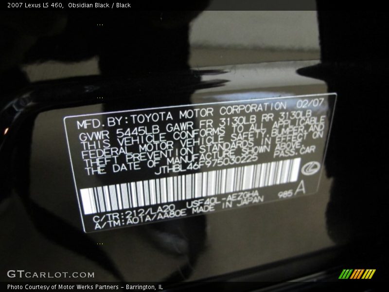 Obsidian Black / Black 2007 Lexus LS 460
