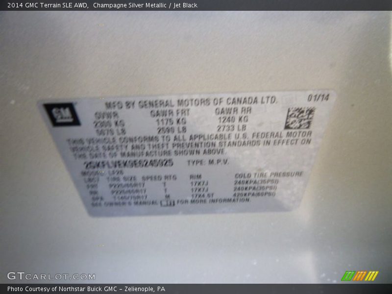 Champagne Silver Metallic / Jet Black 2014 GMC Terrain SLE AWD