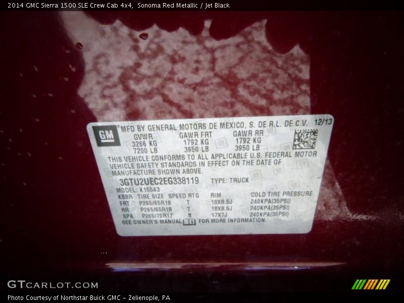 Sonoma Red Metallic / Jet Black 2014 GMC Sierra 1500 SLE Crew Cab 4x4