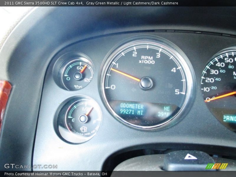 Gray Green Metallic / Light Cashmere/Dark Cashmere 2011 GMC Sierra 3500HD SLT Crew Cab 4x4