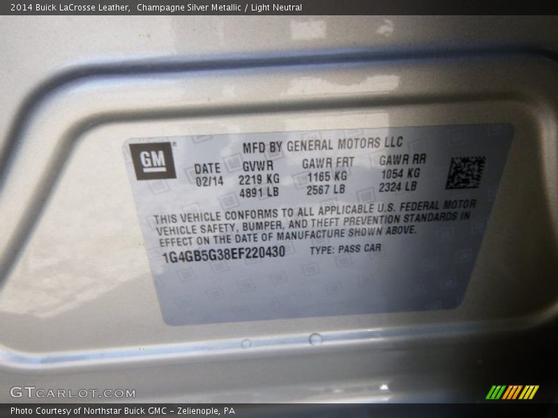 Champagne Silver Metallic / Light Neutral 2014 Buick LaCrosse Leather