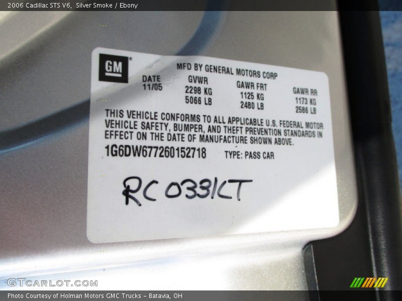 Silver Smoke / Ebony 2006 Cadillac STS V6