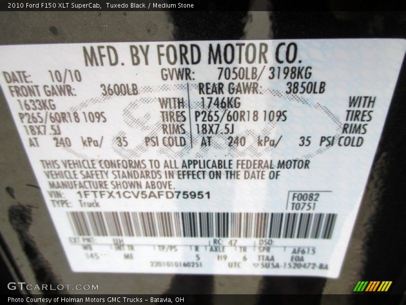 Tuxedo Black / Medium Stone 2010 Ford F150 XLT SuperCab