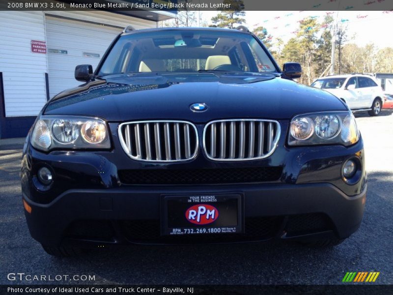 Monaco Blue Metallic / Sand Beige/Black Nevada Leather 2008 BMW X3 3.0si