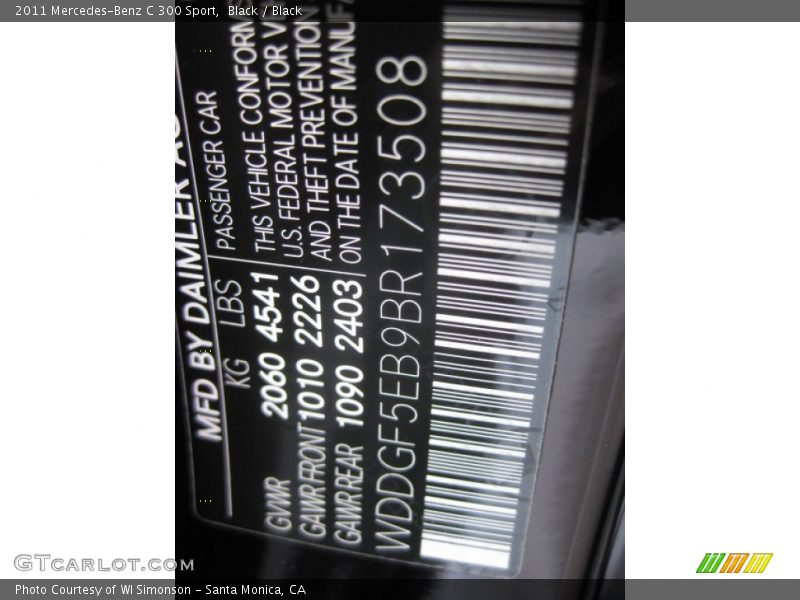 Black / Black 2011 Mercedes-Benz C 300 Sport