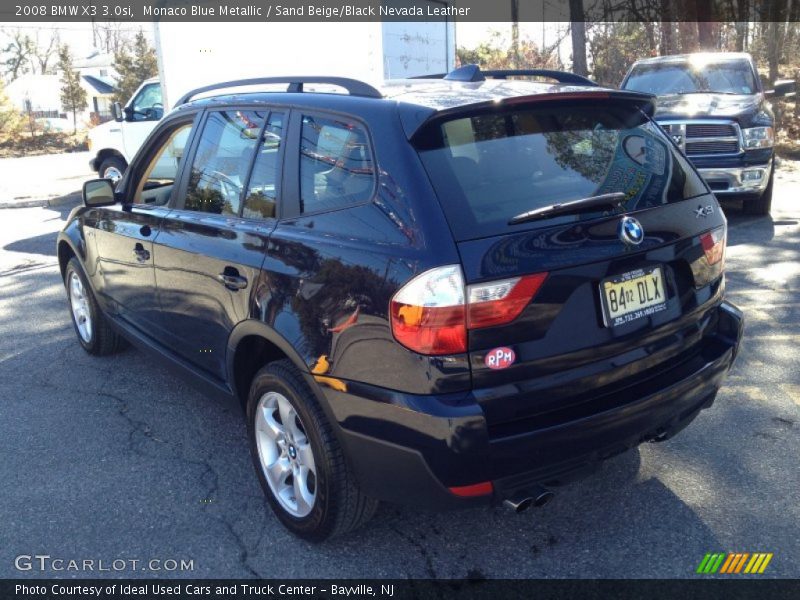 Monaco Blue Metallic / Sand Beige/Black Nevada Leather 2008 BMW X3 3.0si
