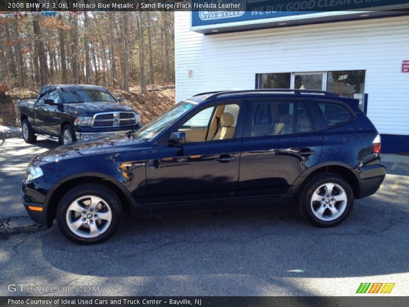 Monaco Blue Metallic / Sand Beige/Black Nevada Leather 2008 BMW X3 3.0si