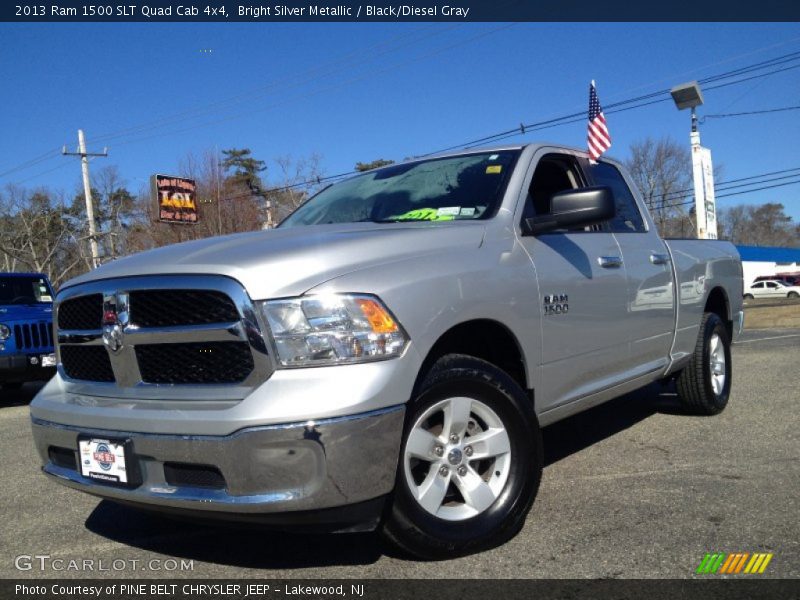 Bright Silver Metallic / Black/Diesel Gray 2013 Ram 1500 SLT Quad Cab 4x4