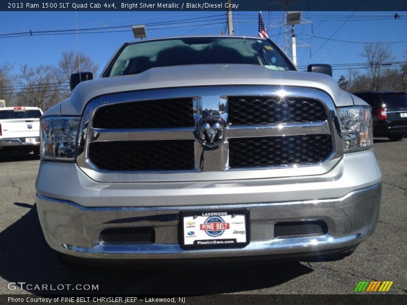 Bright Silver Metallic / Black/Diesel Gray 2013 Ram 1500 SLT Quad Cab 4x4