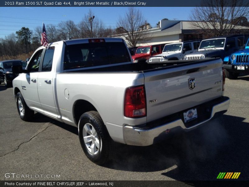 Bright Silver Metallic / Black/Diesel Gray 2013 Ram 1500 SLT Quad Cab 4x4