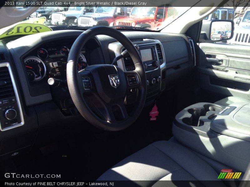 Bright Silver Metallic / Black/Diesel Gray 2013 Ram 1500 SLT Quad Cab 4x4