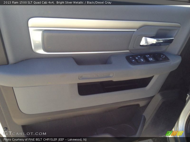 Bright Silver Metallic / Black/Diesel Gray 2013 Ram 1500 SLT Quad Cab 4x4