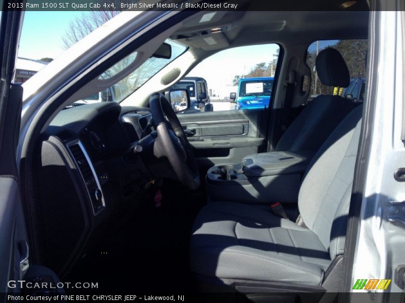 Bright Silver Metallic / Black/Diesel Gray 2013 Ram 1500 SLT Quad Cab 4x4