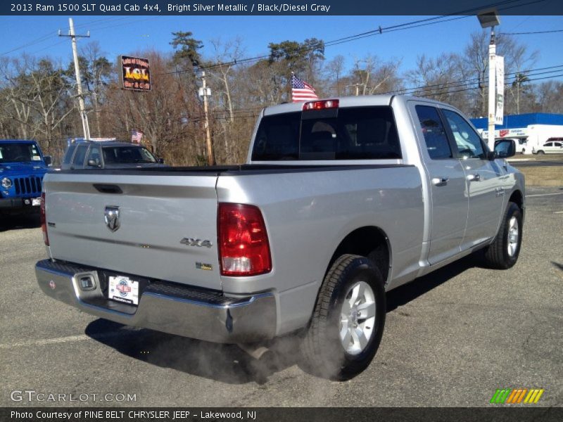 Bright Silver Metallic / Black/Diesel Gray 2013 Ram 1500 SLT Quad Cab 4x4