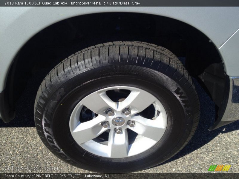 Bright Silver Metallic / Black/Diesel Gray 2013 Ram 1500 SLT Quad Cab 4x4