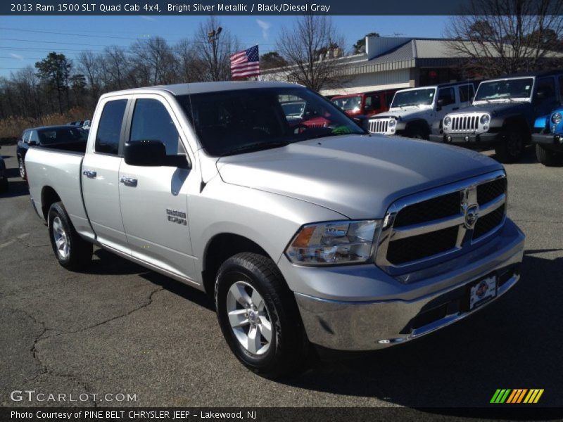 Bright Silver Metallic / Black/Diesel Gray 2013 Ram 1500 SLT Quad Cab 4x4