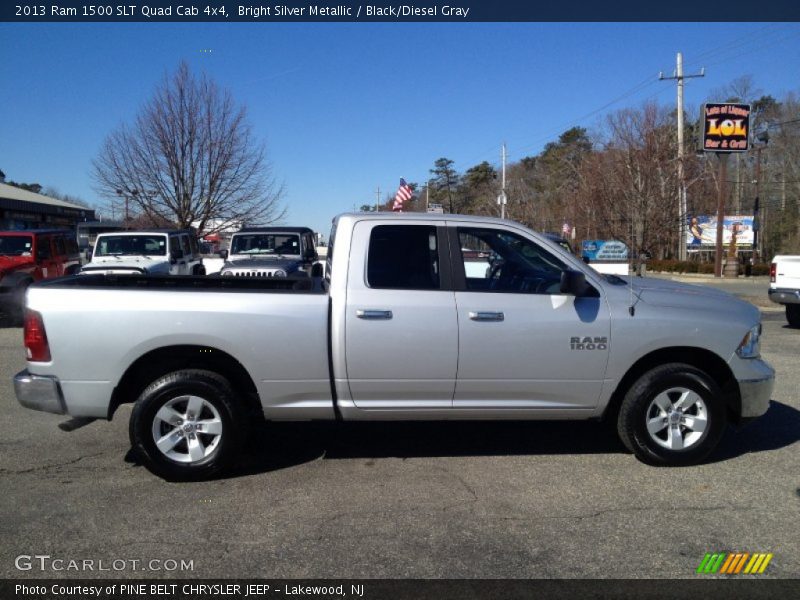 Bright Silver Metallic / Black/Diesel Gray 2013 Ram 1500 SLT Quad Cab 4x4