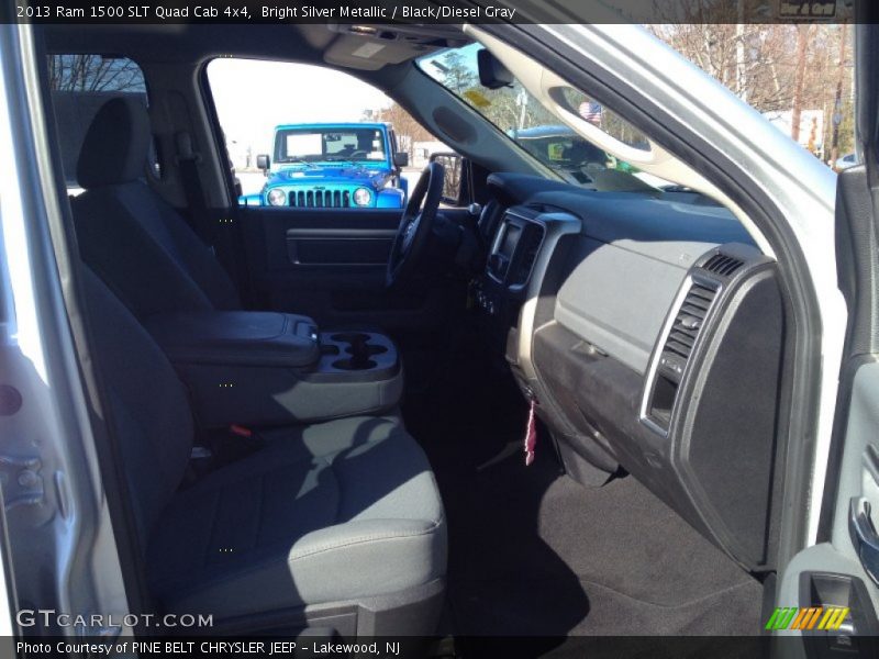 Bright Silver Metallic / Black/Diesel Gray 2013 Ram 1500 SLT Quad Cab 4x4