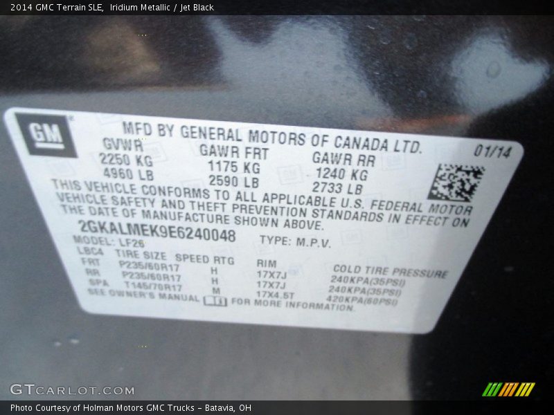 Iridium Metallic / Jet Black 2014 GMC Terrain SLE