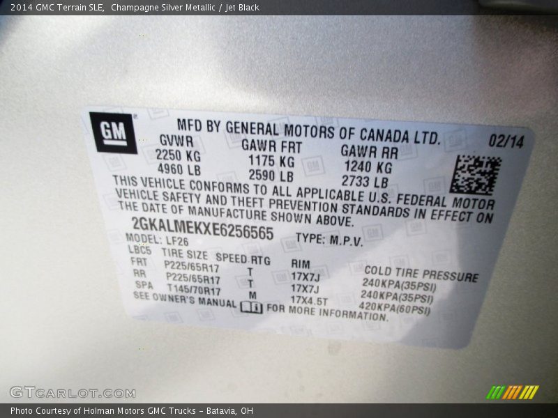 Champagne Silver Metallic / Jet Black 2014 GMC Terrain SLE