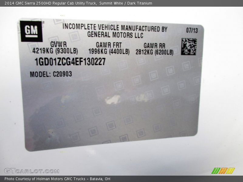 Summit White / Dark Titanium 2014 GMC Sierra 2500HD Regular Cab Utility Truck