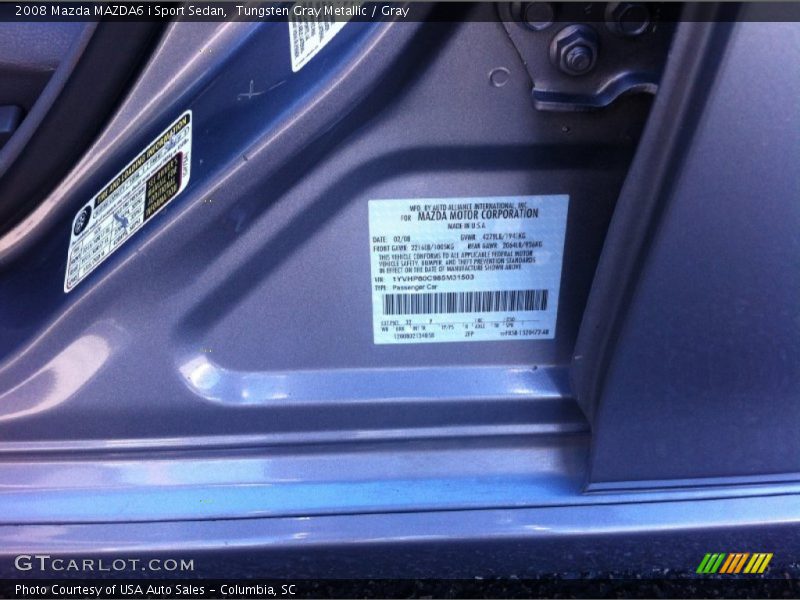 Tungsten Gray Metallic / Gray 2008 Mazda MAZDA6 i Sport Sedan