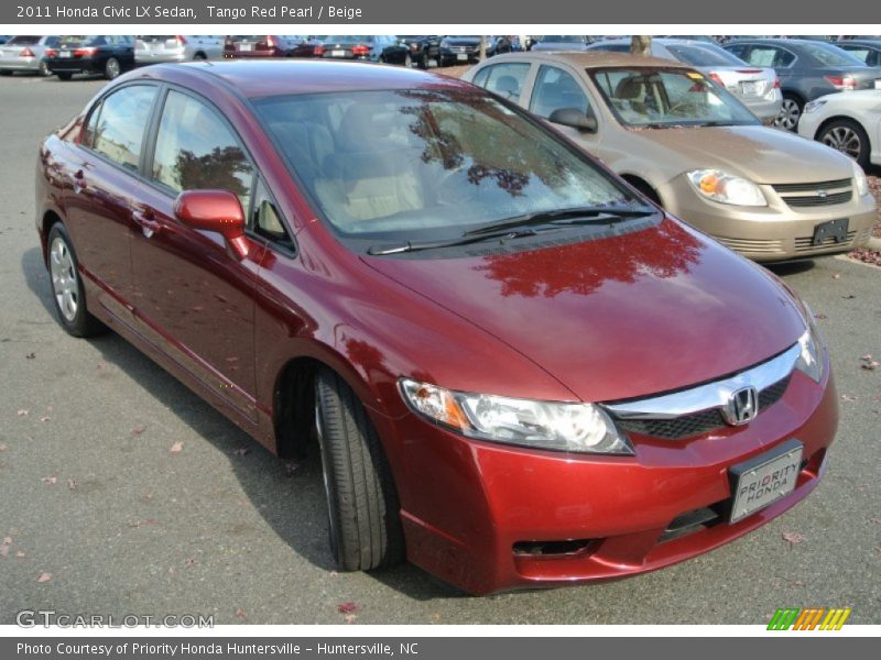 Tango Red Pearl / Beige 2011 Honda Civic LX Sedan