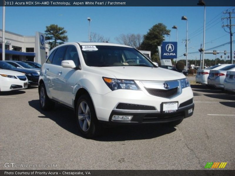 Aspen White Pearl / Parchment 2013 Acura MDX SH-AWD Technology