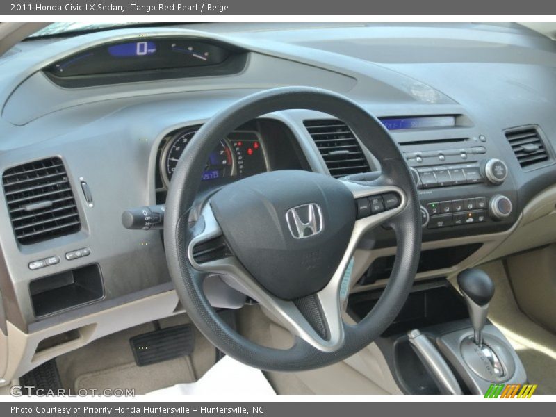 Tango Red Pearl / Beige 2011 Honda Civic LX Sedan