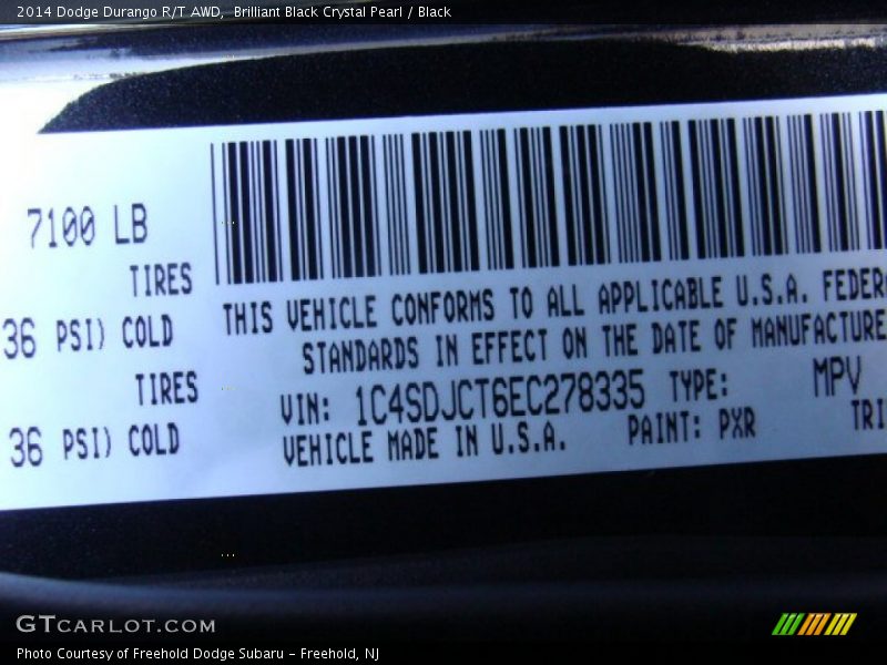 Brilliant Black Crystal Pearl / Black 2014 Dodge Durango R/T AWD
