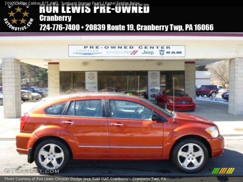 Sunburst Orange Pearl / Pastel Pebble Beige 2007 Dodge Caliber R/T AWD