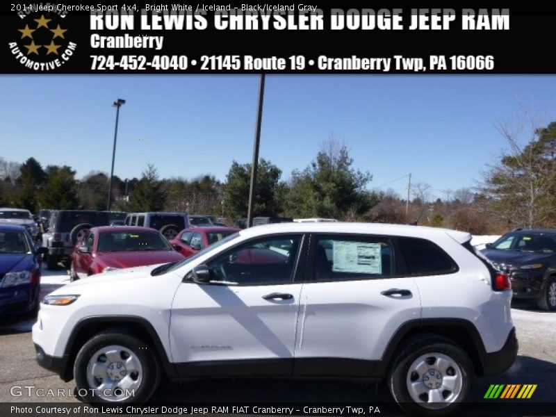 Bright White / Iceland - Black/Iceland Gray 2014 Jeep Cherokee Sport 4x4