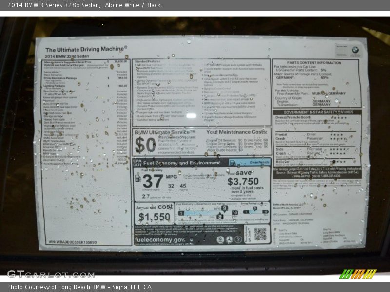 Alpine White / Black 2014 BMW 3 Series 328d Sedan