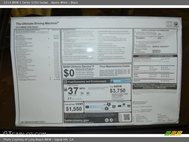 Alpine White / Black 2014 BMW 3 Series 328d Sedan