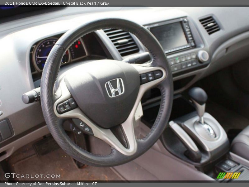 Crystal Black Pearl / Gray 2011 Honda Civic EX-L Sedan