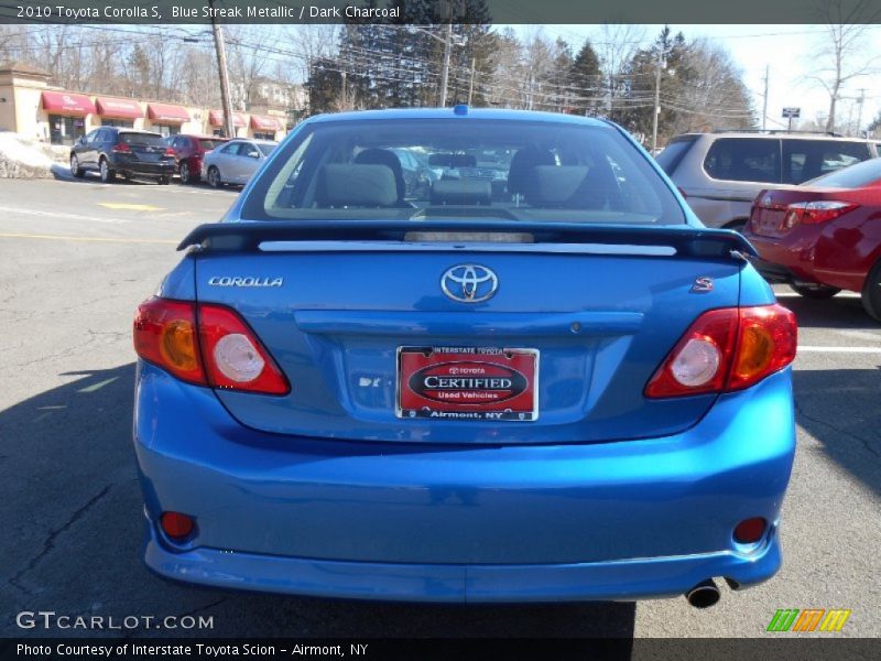 Blue Streak Metallic / Dark Charcoal 2010 Toyota Corolla S