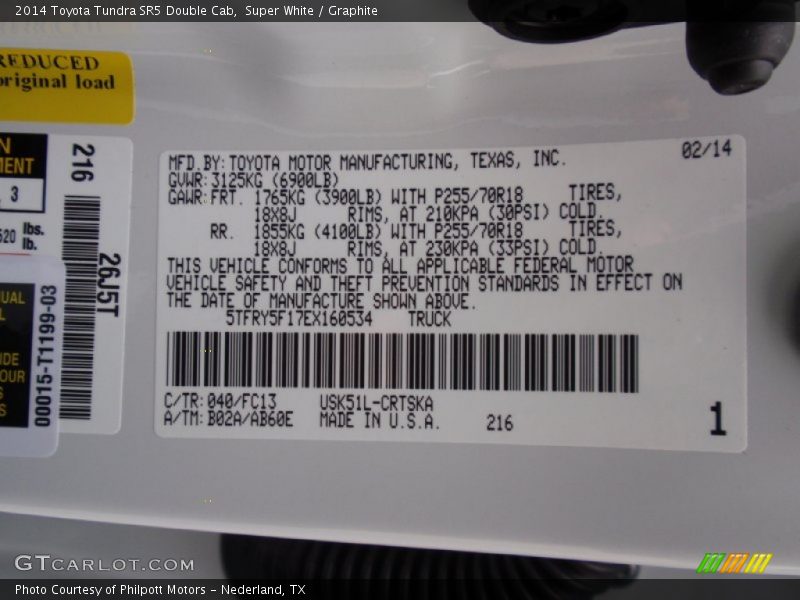 Super White / Graphite 2014 Toyota Tundra SR5 Double Cab