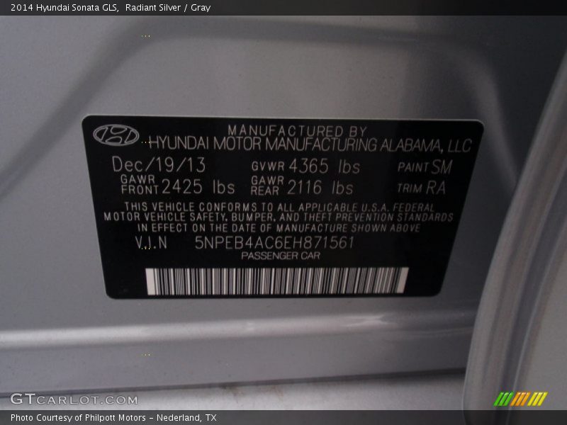 Radiant Silver / Gray 2014 Hyundai Sonata GLS