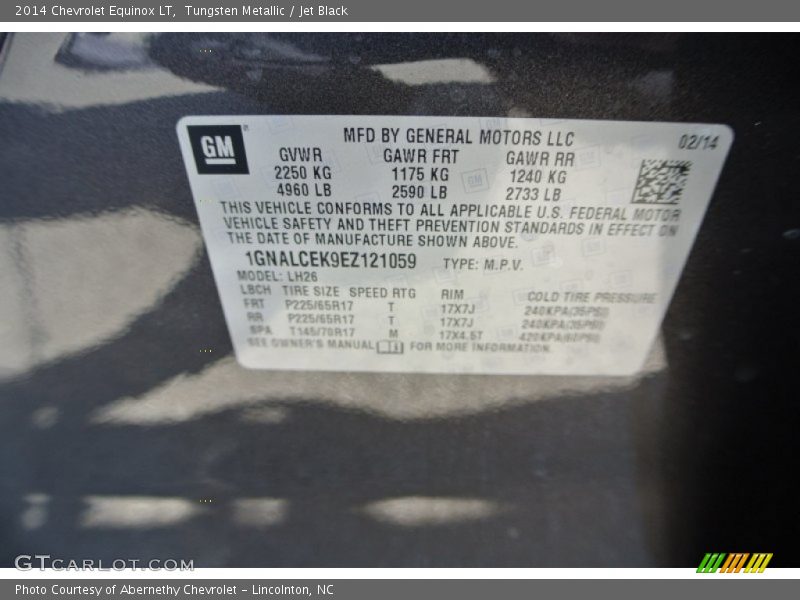 Tungsten Metallic / Jet Black 2014 Chevrolet Equinox LT