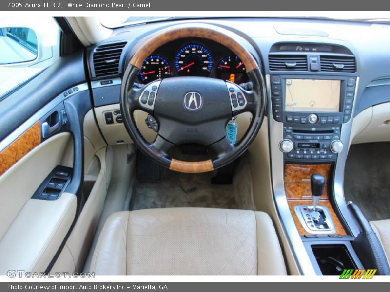 White Diamond Pearl / Camel 2005 Acura TL 3.2