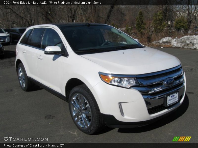 White Platinum / Medium Light Stone 2014 Ford Edge Limited AWD