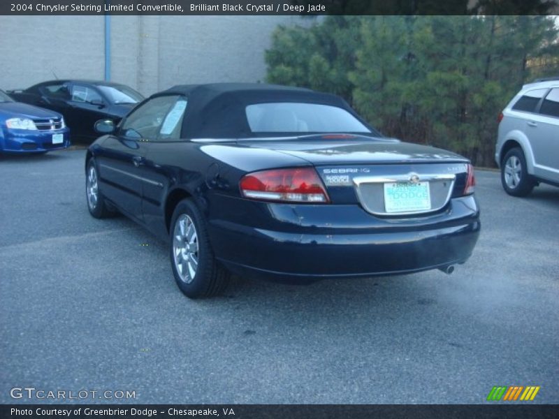 Brilliant Black Crystal / Deep Jade 2004 Chrysler Sebring Limited Convertible