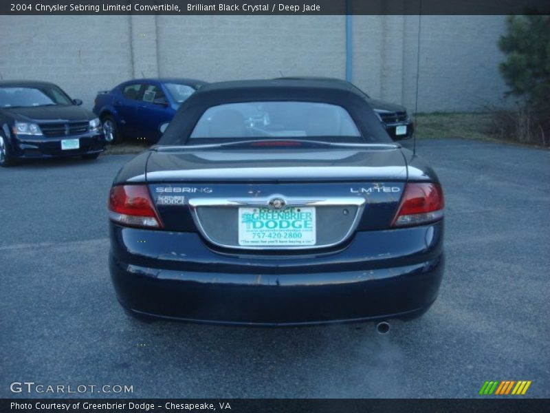 Brilliant Black Crystal / Deep Jade 2004 Chrysler Sebring Limited Convertible